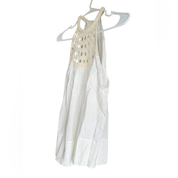 A.L.C. Reina Linen Blend Crochet Neck Halter Tank Top White - Picture 10 of 14